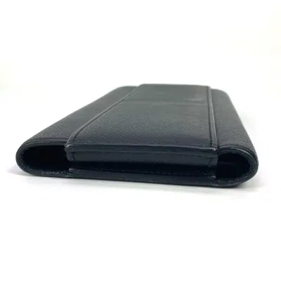 Pre-owned Hermes Black Epsom Leather Long Wallet (bi-fold) ()