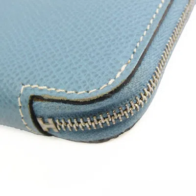 Pre-owned Hermes Azap Blue Epsom Leather Long Wallet (bi-fold) ()