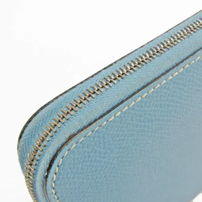 Pre-owned Hermes Azap Blue Epsom Leather Long Wallet (bi-fold) ()
