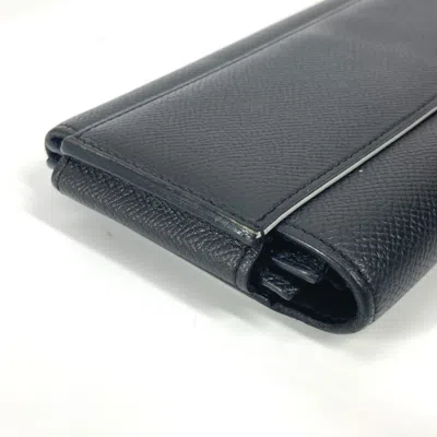 Pre-owned Hermes Black Epsom Leather Long Wallet (bi-fold) ()