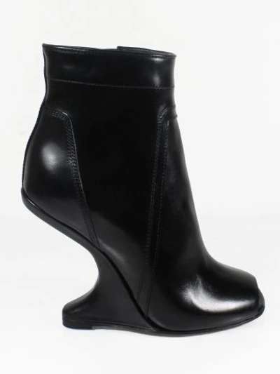 Shop Rick Owens Black Cantilevered Wedged Booties