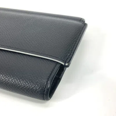 Pre-owned Hermes Black Epsom Leather Long Wallet (bi-fold) ()