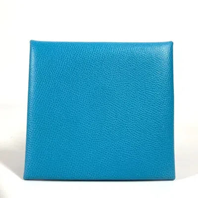 Pre-owned Hermes Blue Leather Coin Purse/coin Case ()