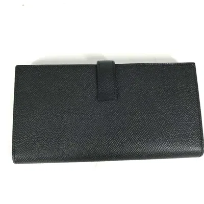 Pre-owned Hermes Black Epsom Leather Long Wallet (bi-fold) ()