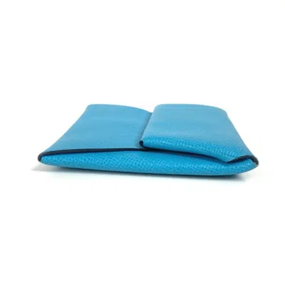 Pre-owned Hermes Blue Leather Coin Purse/coin Case ()