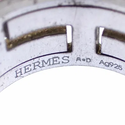 Pre-owned Hermes Black Silver Enamel Silver 925 Band Ring ()