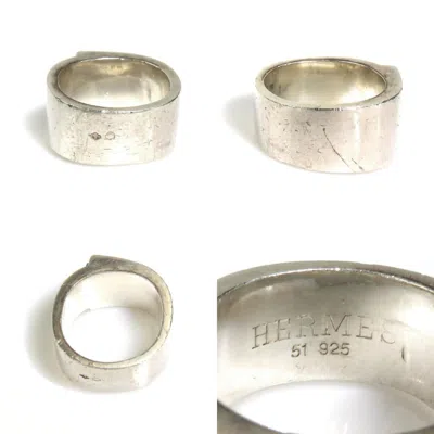 Pre-owned Hermes Blue Silver Plastic Silver 925 Band Ring ()