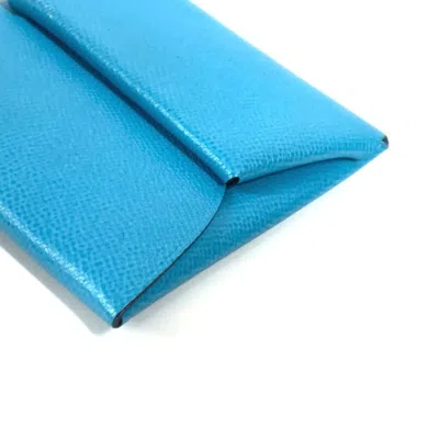 Pre-owned Hermes Blue Leather Coin Purse/coin Case ()