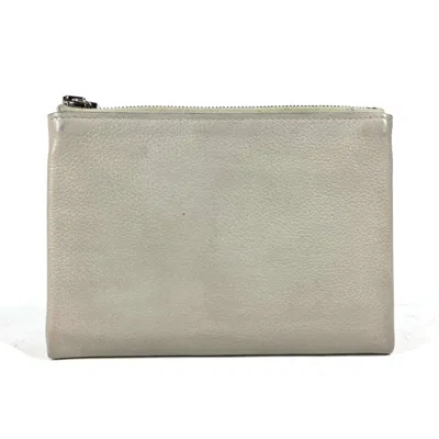 Pre-owned Hermes Gray Leather Coin Purse/coin Case ()