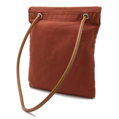 Pre-owned Hermes Brown Toile Chevron Leather Shoulder Bag ()