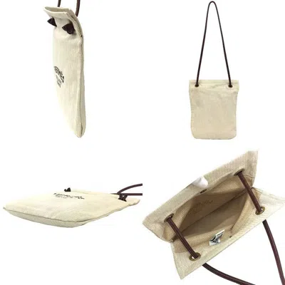 Pre-owned Hermes Dark Brown Natural Cotton Shoulder Bag ()