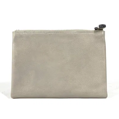 Pre-owned Hermes Gray Leather Coin Purse/coin Case ()