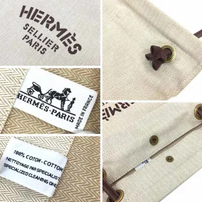 Pre-owned Hermes Dark Brown Natural Cotton Shoulder Bag ()