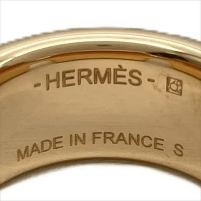 Pre-owned Hermes Etoupe Gray Gray Pink Gold Epsom Leather Metal Band Ring ()