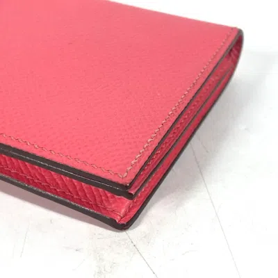 Pre-owned Hermes Pink Epsom Leather Long Wallet (bi-fold) ()