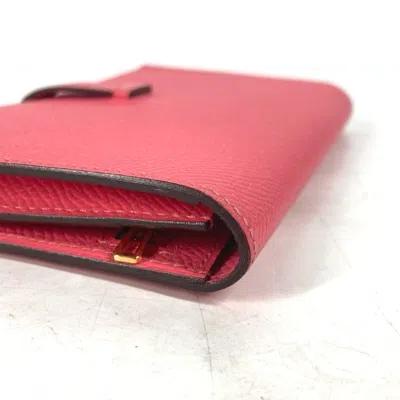 Pre-owned Hermes Pink Epsom Leather Long Wallet (bi-fold) ()