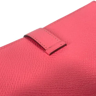 Pre-owned Hermes Pink Epsom Leather Long Wallet (bi-fold) ()