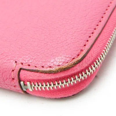 Pre-owned Hermes Pink Rose Shocking Chevre Leather Long Wallet (bi-fold) ()