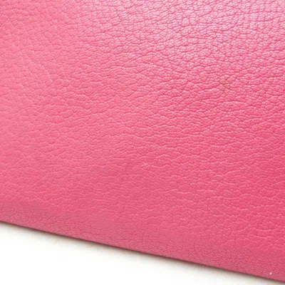 Pre-owned Hermes Pink Rose Shocking Chevre Leather Long Wallet (bi-fold) ()