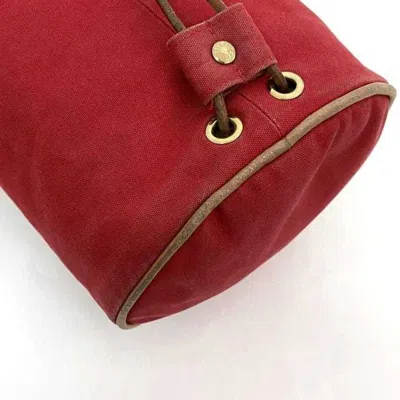 Pre-owned Hermes Red Color Cotton Canvas Leather Backpack ()