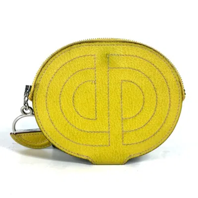 Pre-owned Hermes Yellow Chevre Leather Coin Purse/coin Case ()