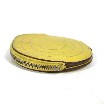 Pre-owned Hermes Yellow Chevre Leather Coin Purse/coin Case ()