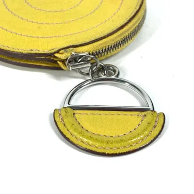 Pre-owned Hermes Yellow Chevre Leather Coin Purse/coin Case ()