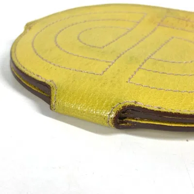 Pre-owned Hermes Yellow Chevre Leather Coin Purse/coin Case ()