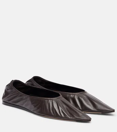 The Row Liisa Leather Ballet Flats