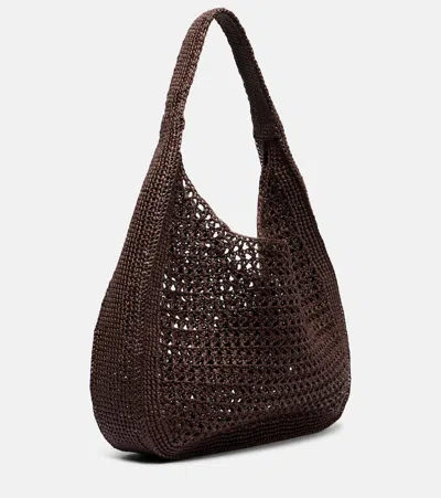 Miu Miu Logo Embroidery Raffia-effect Shopper