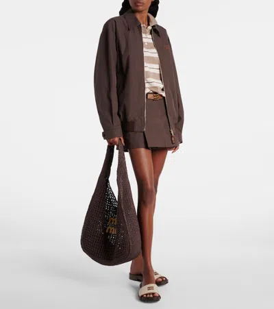 Miu Miu Logo Embroidery Raffia-effect Shopper