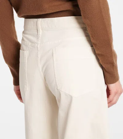 Nili Lotan Shon Cotton-blend Twill Barrel-leg Pants In White