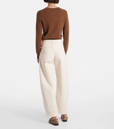 Nili Lotan Shon Cotton-blend Twill Barrel-leg Pants In White