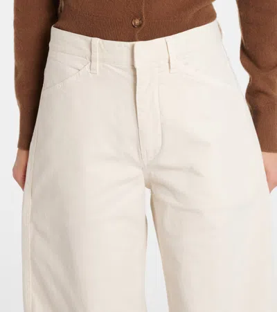 Nili Lotan Shon Cotton-blend Twill Barrel-leg Pants In White