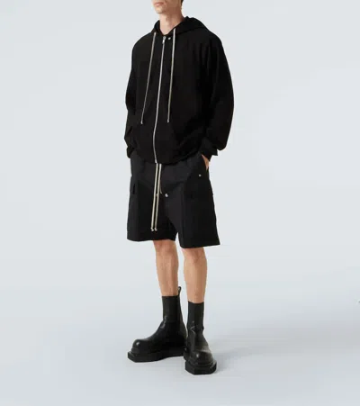 Rick Owens Zip-up Cotton Jersey Hoodie In Brown