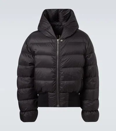 Rick Owens Hooded Down Jacket In Brown