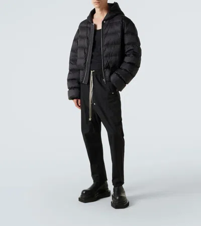 Rick Owens Hooded Down Jacket In Brown