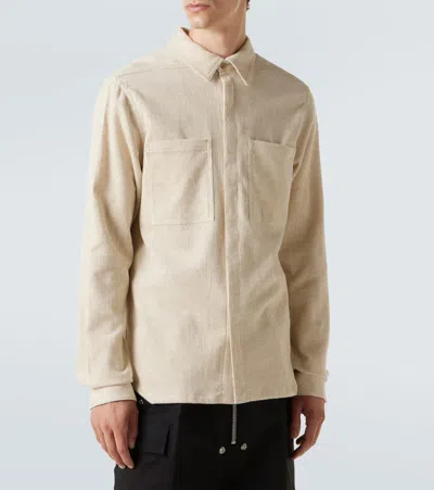 Rick Owens Cotton And Linen-blend Corduroy Shirt In White