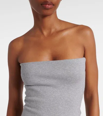Miu Miu Pleated Jersey And Poplin Skirt In Gray