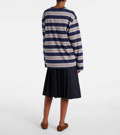 Miu Miu Logo Striped Cotton Jersey Top