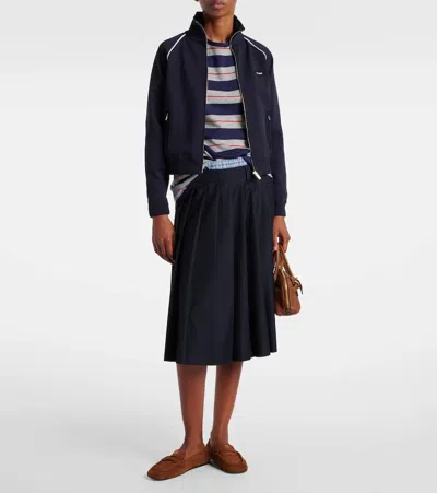 Miu Miu Logo Striped Cotton Jersey Top