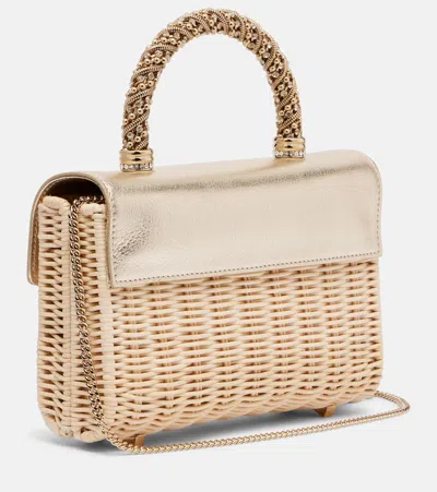 Roger Vivier Jewel Efflorescence Mini Rattan Tote Bag