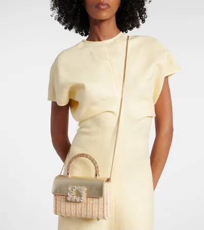 Roger Vivier Jewel Efflorescence Mini Rattan Tote Bag