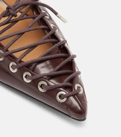 Ganni Oleatex Laced Mules In Brown