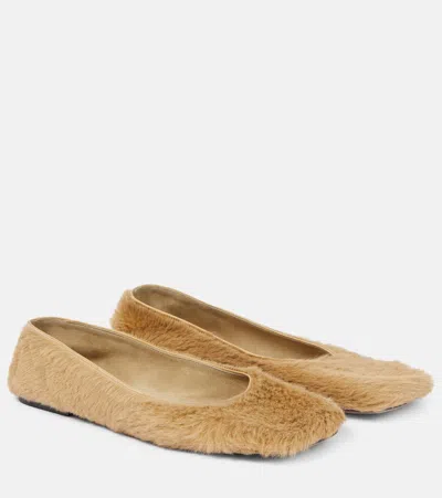 The Row Calf Hair Square-toe Ballerina Flats