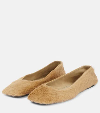 The Row Calf Hair Square-toe Ballerina Flats