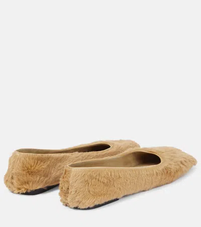The Row Calf Hair Square-toe Ballerina Flats