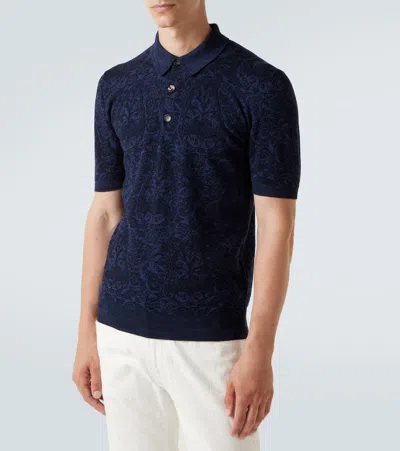 Etro Polo Shirt With Pegasus Embroidery In Blue