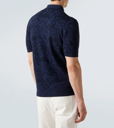 Etro Polo Shirt With Pegasus Embroidery In Blue