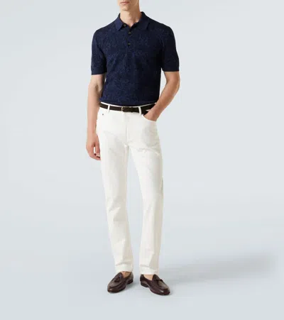 Etro Polo Shirt With Pegasus Embroidery In Blue